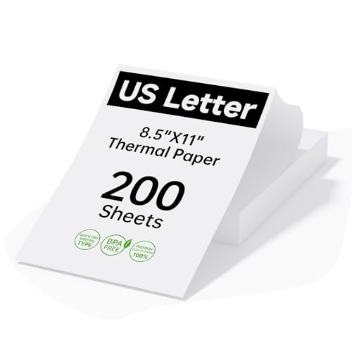 Image of HPRT 200 Sheets Thermal Printer Paper 8.5 x 11 Inch US Letter,Advanced Printing Paper Compatible with HPRT /iDPRT /PRT Portable Printer MT620 /MT610 /MT800,Continuous Folding