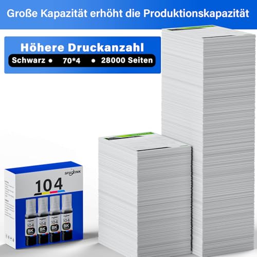 Tinte 104 Schwarz Multipack kompatibel für Epson 104 Tinte ET-2820 ET-4800 ET-2870 ET-2810 ET-2862 ET-2826 ET-2856 ET-4810 ET-2811 ET-2812 ET-2814 ET-2815 ET-2821 ET-2710 ET-2711Drucker 4-teiliges Set
