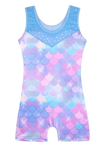 Image of HOZIY Leotards for Girls Gymnastics Kids Children Biketard Snowflake Ribbon Blue Purple Hot Pink Sparkle