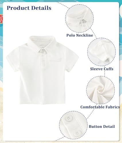 Image of Volunboy Baby Boy Summer Clothes Short Sleeve Polo Shirts Shorts Set Pique Beach Outfits