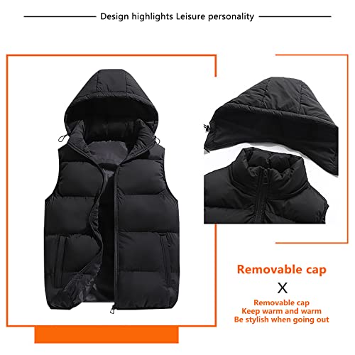 Ymosrh Men's Outerwear Vests Quilted Winter Vest Thicken Sleeveless Jacket With Hood Coats Puffer Vests, S-2XL3