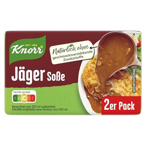 Knorr Jäger Soße leckere braune Sauce ohne geschmacksverstärkende Zusatzstoffe 18x 2er Pack à 46 g