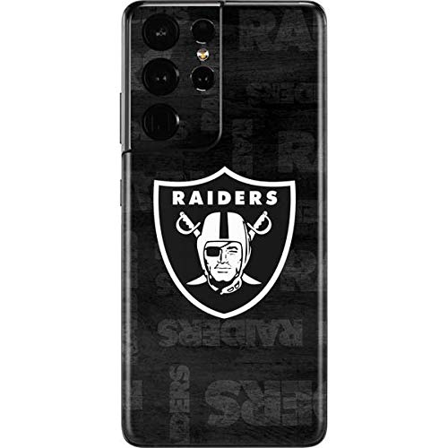 Skinit Decal Phone Skin Compatible with Samsung Galaxy S21 Ultra 5G - Officially Licensed NFL Las Vegas Raiders Black & White Design