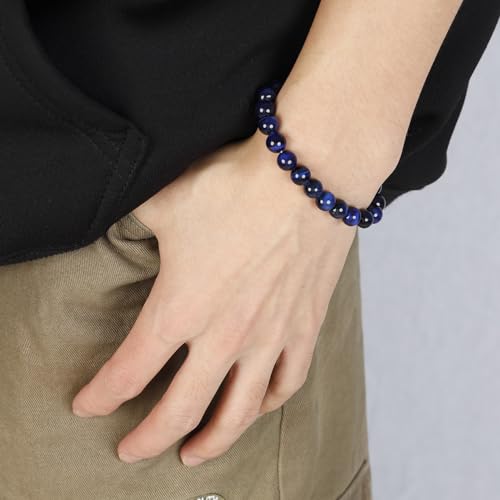MILAKOO 8mm Tiger Eye Bracelet Stretch Elastic Rope Wristlet for Men Women Protection Bracelet4