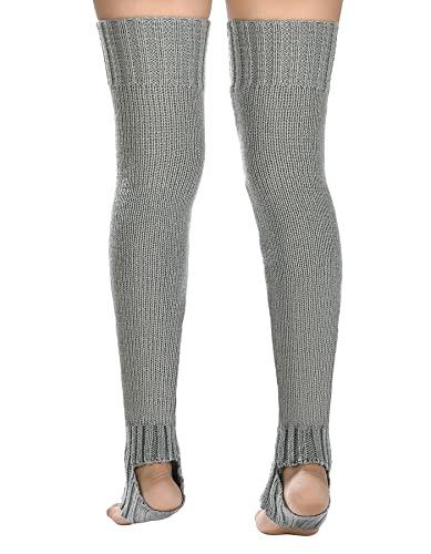 Women's Cable Knitted Thigh High Leg Warmers Extra Long Stirrup Over Knee High Warm Footless Socks Stockings #TOP4