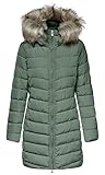 ONLY Damen Steppmantel ONLNewellan Quilted gesteppter Parka mit Fell-Kapuze 15183994 sea spray: nature fur M