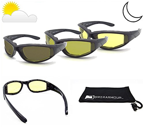 Bikershades Motorcycle Transitional Sunglass Men Women Safety polycarbonate photochromic Lens Yellow to Dark Brown