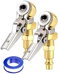 1/4" FNPT Locking Air Chuck Tire Inflator Nozzle with Quick Connect, Clip-On Closed Ball Tire Chuck for Truck RV Tires Air Car Compressor Accessories