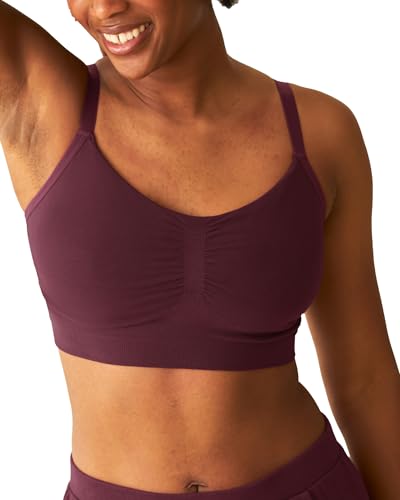Image of Kindred Bravely Sublime Sleep Pumping Bra Hands Free, Adjustable Pumping & Nursing Bra with EasyClip for All Breast Pumps (Deep Burgundy, Large)