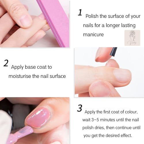 Nude Pink Nail Polish, Jelly Pink Nail Varnish, Chip Resistant & Water Based Translucent Gel Polish, Quick Dry Nail Polish for Manicure DIY at Home, Highly Pigmented Clear Gel Nail - Image 7
