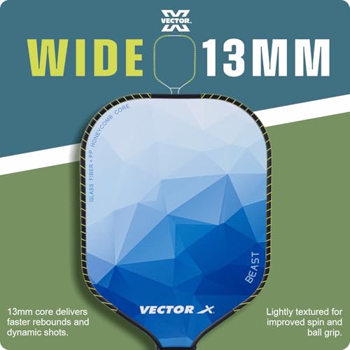 Image of Vector X Beast 13 MM Pickle Bat, Lightweight Fibre Glass Material, PP Honeycomb Core Material Paddle Low Edge Guard, Durable