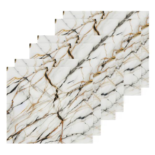 YANENDIE White Marble Washcloths Towels, Highly Absorbent and Soft Cotton Face Cloths, 6 Pack Quick Dry Wash Cloths - 12 X 12 Inches