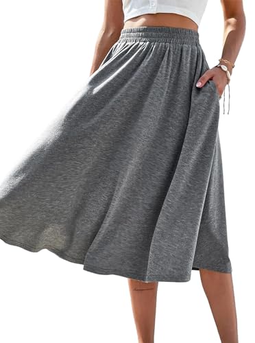 SOFIA'S CHOICE Skirts for Women Midi Length A Line Swing Flowy Skirt with Pockets2