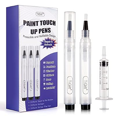 TiGilt Touch Up Paint Pens - Pressable, Refillable Design Brush Pens for Walls Repair, Furniture Repair Kit for Drywall, Cabinet, Window, Door, Crafts