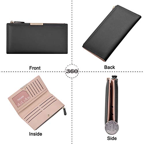 Wallet Women RFID Small Womens Wallet Slim Multi Card Wallet Case Credit Card Holder for Women Leather Wallet Lady Zipper Coin Pocket & ID Window & Money Organizers2