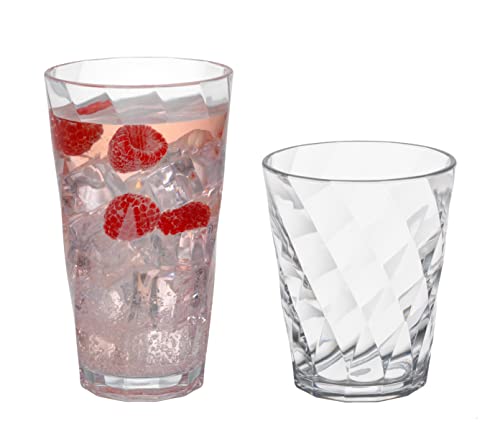 Klifa- New York- 15 & 20 Ounce, Set Of 8, Acrylic Tumbler & Highball Drinking Glasses Cups, Bpa-Free, Stackable Plastic Drinkware, Dishwasher Safe, Clear #TOP19