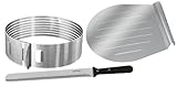 Incluye: 1 x aro Laminador de tartas (aproximativo Ø24 - 26 x 8 cm), 1 x cuchillo (29, 5/43cm) y pala (28x31cm) – calidad excelente de Zenker