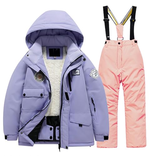 Combinaison de ski enfant anti-froid veste pantalon hiver rose pour rester au sec