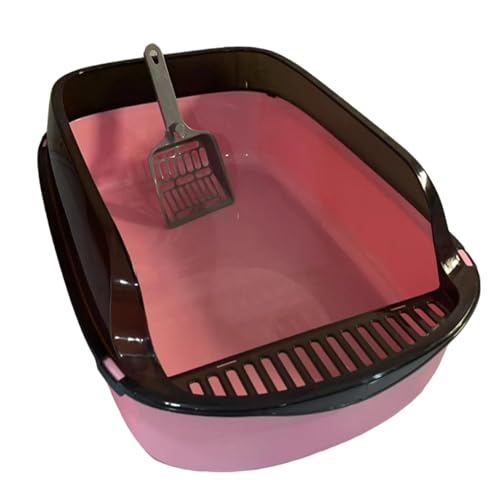 Generic 猫トイレ 砂ふるいトレイ オープン型 ペット用サンドボックス スムーズ表面 耐久性PP素材 分解簡単 掃除便利 滑り止めステップ 多用途 室内飼いに適用, ピンク