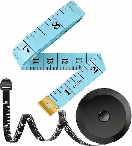 Image of iBayam 2 Pack Tape Measure Measuring Tape Tool for Body Fabric Sewing Tailor Cloth Knitting Vinyl Home Craft Measurements, 60-Inch Soft Retractable Double Scales Rulers for Body Weight Loss