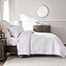 WDCOZY White Cross Stitch Queen Size Quilt Set, Striped Lightweight Soft Bedspread, Channel Farmhouse Rustic Coverlet, All Season Country Bedding, Thin Comforter