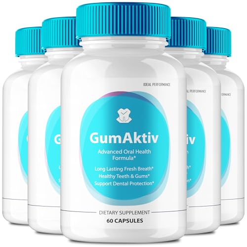 Gum Aktiv for Teeth and Gums Capsule, GumAktiv Supplement Pills - Maximum Strength, GumAktiv Advanced Formula All Natural Teeth and Gum Health Support, Oral Hygiene, and Wellness Reviews (5 Pack)