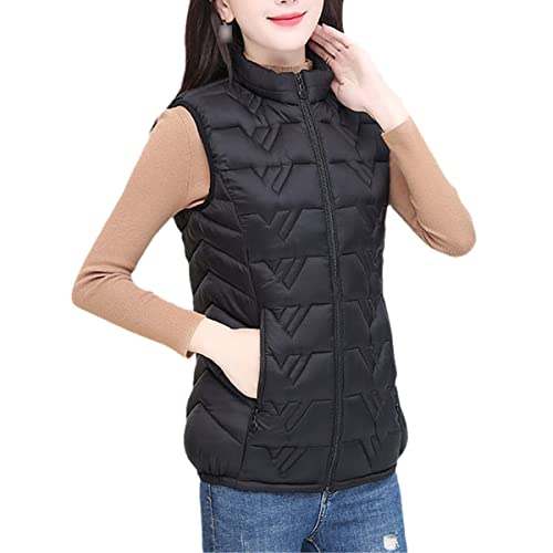 Doudoune coton sans manches femme veste courte chaude matelassée noire taille 5XL