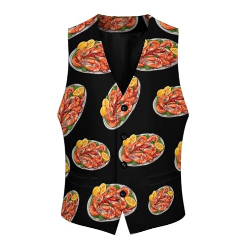 I Love Seafood Novelty Men's Suit Vest Funny Formal Dress Vests Business Waistcoat3