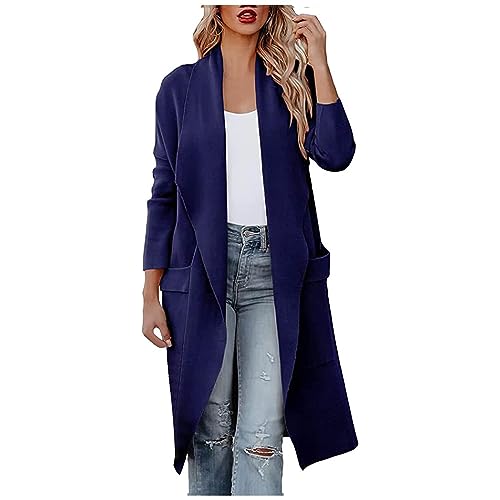 Long Cardigans for Women Casual Long Sleeve Draped Open Front Knit Jacket Pockets Lightweight Winter Coat Fall Sweater