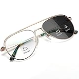 Missfive Aviator Photochromic Bifocal Reading Glasses for Men Women, Classic Designer Vintage Computer Readers Blue Light Blocking, Retro Far-Near Dual Use Eyeglasses with Hard Case(2.0x, Gold)