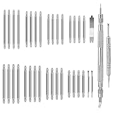 Mozeat Lens 37 Pcs Watch Spring Bar Pins Replacement, Watch Band Link Removal Kit Heavy Duty 316 Stainless Steel Pin for Strap Removal Repairing Kit