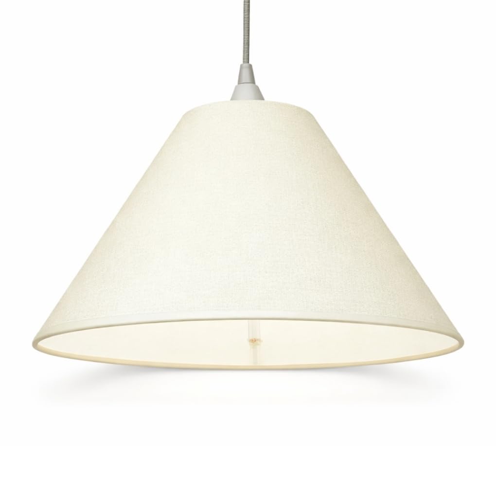 10” Cream Linen Lampshade – Tapered Coolie Lamp Shade for Table Lamps & Ceiling Pendant – Cotton Fabric, BC/ES Fitting, Modern Bedroom Living Room Light Shade — image 1