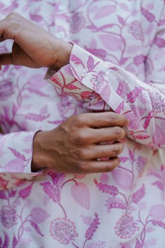 Image of LookMark Men's Cotton Blend Printed Long Kurta Suitable for All Indian Wedding, Occasions, and Festivals