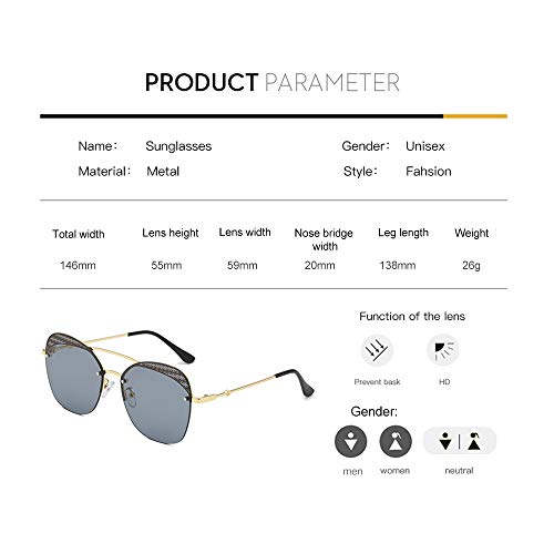 KKmoon Óculos de sol unissex da moda Óculos de sol sem moldura UV 400 Lente de proteção com gradient