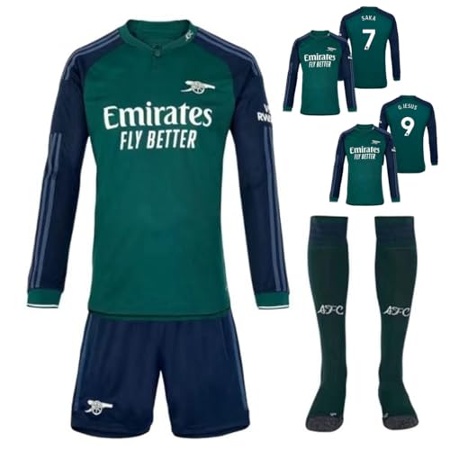 [OUNIY] アーセナル 長袖 ユニフォーム デクラン・ライス サカ ヒース ハフツ マルティネリ Declan Rice 、Saka 23-24 二アウェイ 背番号7、11、47、9、8 カスタマイズ可能 サッカー ユニフォーム 大人用練習着 (番号なし,S)