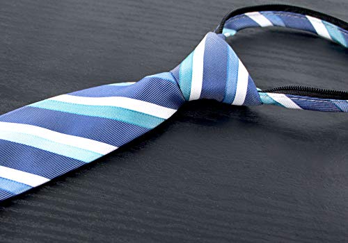 Spring Notion Boy's Striped Woven Zipper Tie Blue Large #TOP1
