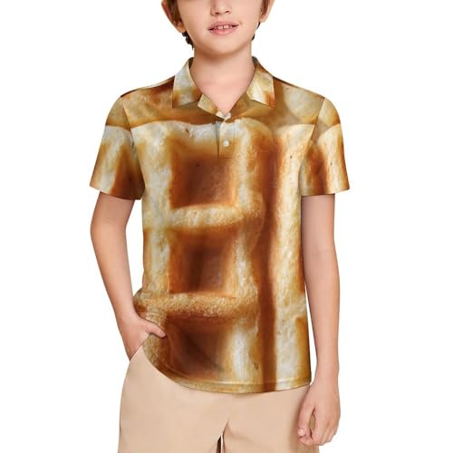 Boys' Classic Polo Shirts Short Sleeve Moisture-Wicking Golf & Tennis Shirts for Youth Teens Waffle