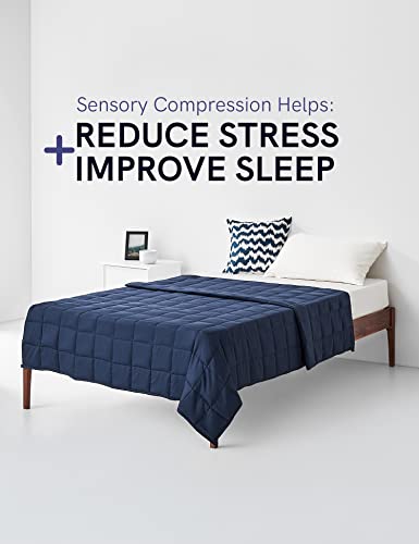 YnM Weighted Blanket,Heavy 100 Percent Oeko-Tex Certified Cotton Material, Bed Blanket for One Person of 190lbs, Ideal for Queen/King Bed (60x80 Inches, 20 Pounds, Navy)