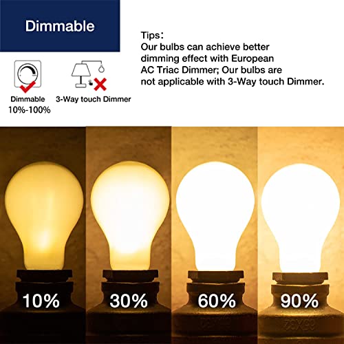 FLSNT Dimmable E27 Screw Bulb, A60 LED Filament Edison Screw in Light Bulbs, 7W (60W Equivalent) - Image 2