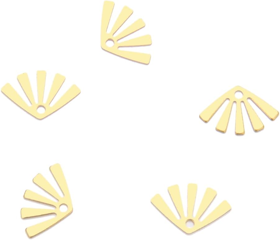 Adabele 20pcs Raw Brass Circular Sector Fan Shape Geometric Component Earring Findings 14.6mm Pendant No Plated/Coated For Jewelry Craft Making CX-A27