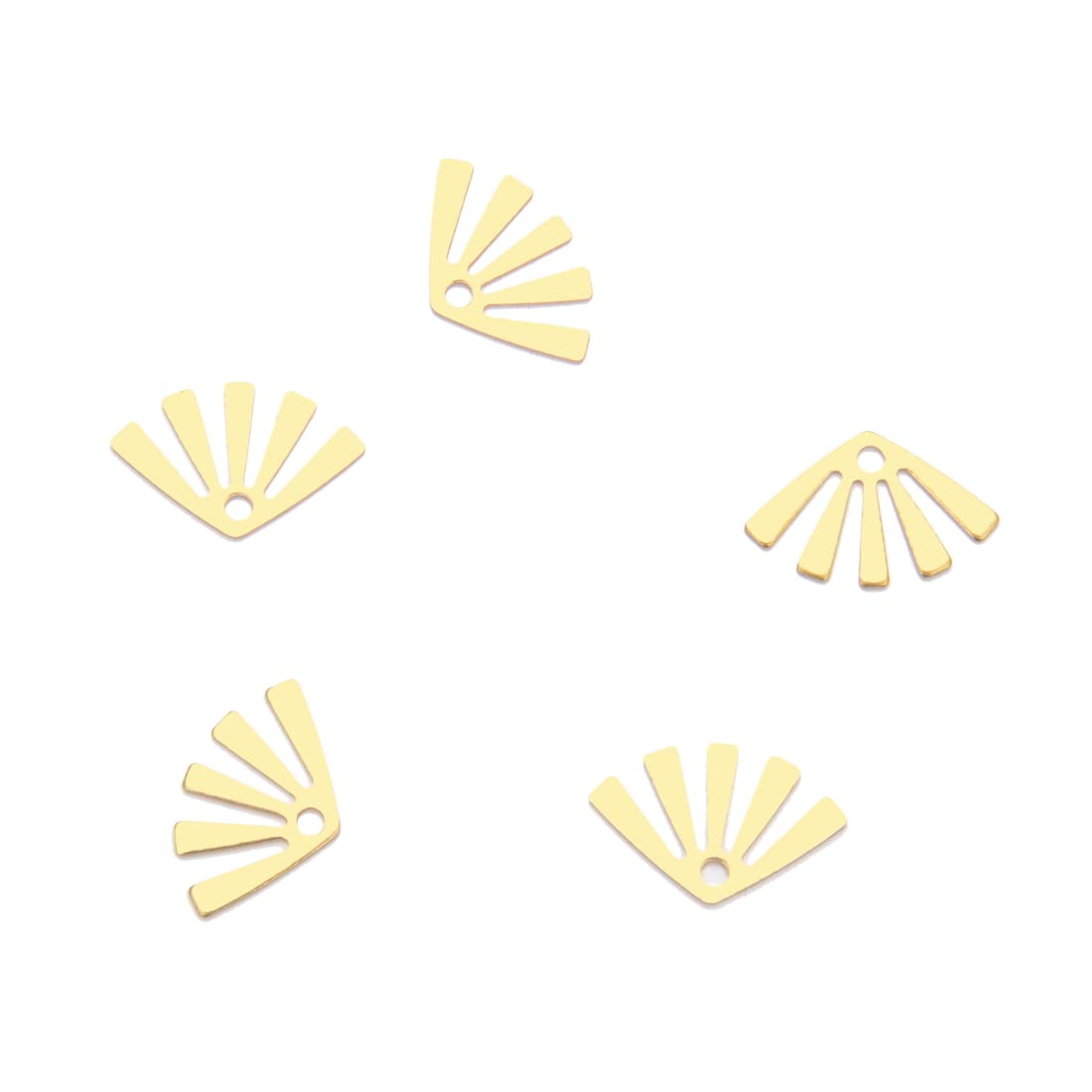 Adabele 20pcs Raw Brass Circular Sector Fan Shape Geometric Component Earring Findings 14.6mm Pendant No Plated/Coated For Jewelry Craft Making CX-A27