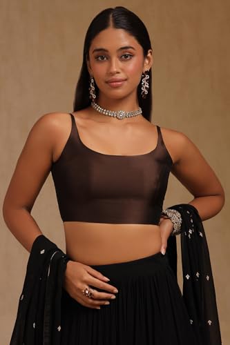 Image of Soch Womens Taffeta Solid Sleeveless Padded Blouse