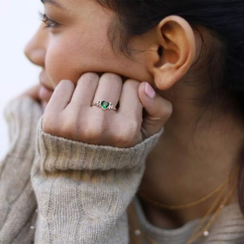 ChicSilver 925 Sterling Silver Celtic Knot/Claddagh Heart Shape Birthstone Promise Ring for Women (withe Gift Box)2