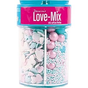 Decocino “Love-Mix” Streusel-Mix Zucker-Perlen, Streu-Konfett, Torten-Deko, Muffin-Deko für Fondant, Cake-Pops, 95g