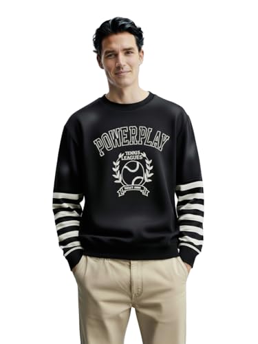Sweat-shirt homme col rond noir confortable pour éviter le froid