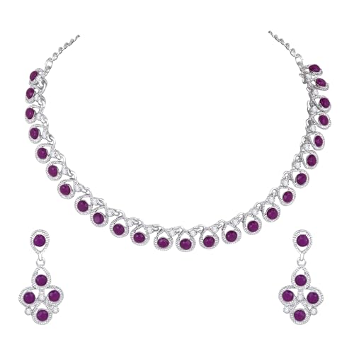 Image of Atasi International Diamond /Stones Necklace Set with Earrings for Women | Stylish Jewellery for Party, Wedding and Festive Occasions | Fashion Accessories