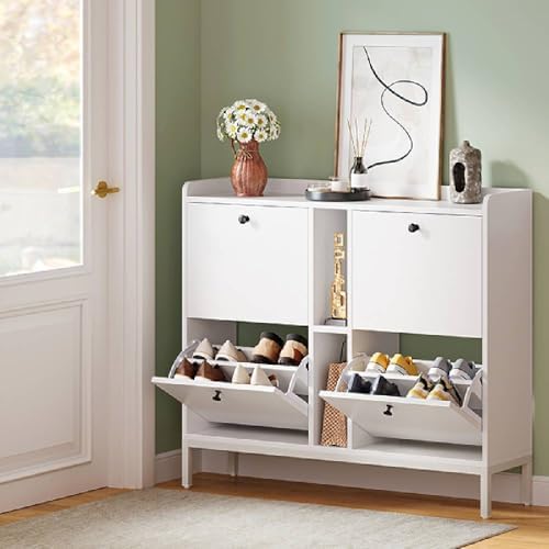 YITAHOME Zapatero Estrecho con 4 Solapas, 108 x 27,5 x 97,5 cm pa...