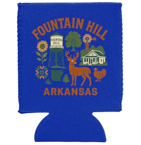 Fountain Hill Arkansas Keepsake Souvenir Neoprene Can Hugger Navy