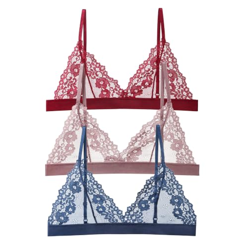 Image of Womens Bra No Underwire Lace Unlined Demi Triangle Bralettes