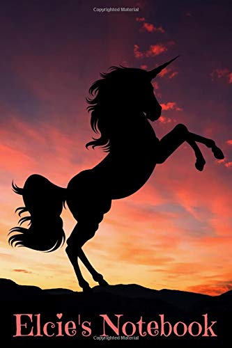 Elcie's Notebook: Personalised Unicorn Cover Notebook | 160 Ruled Pages | 6x9 Journal | Paperback Diary | Glossy Finish